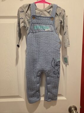 Disney Light Blue Quilted Stitch Overalls
